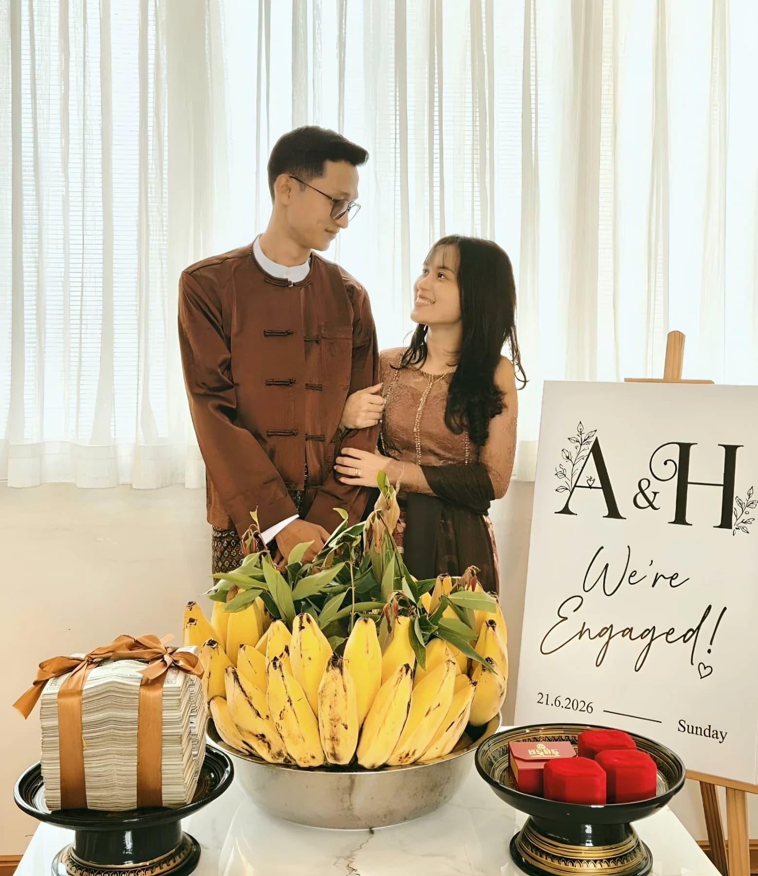 Aung and Hnin at their engagement